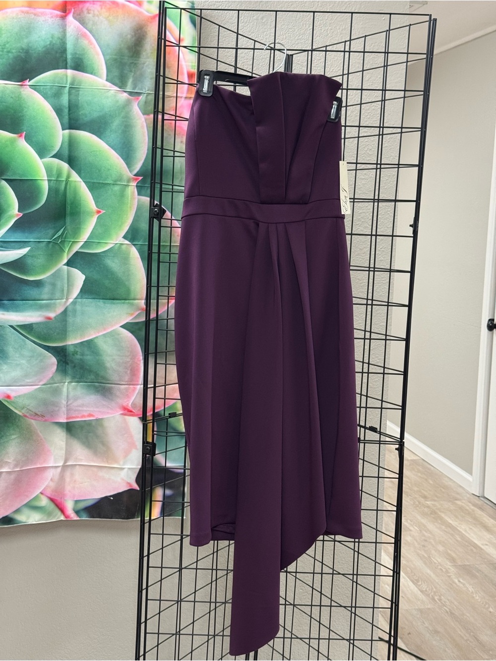 Eliza J Strapless Midi Dress in Plum 12 Pit 19, L 37-48, W 16 NWT